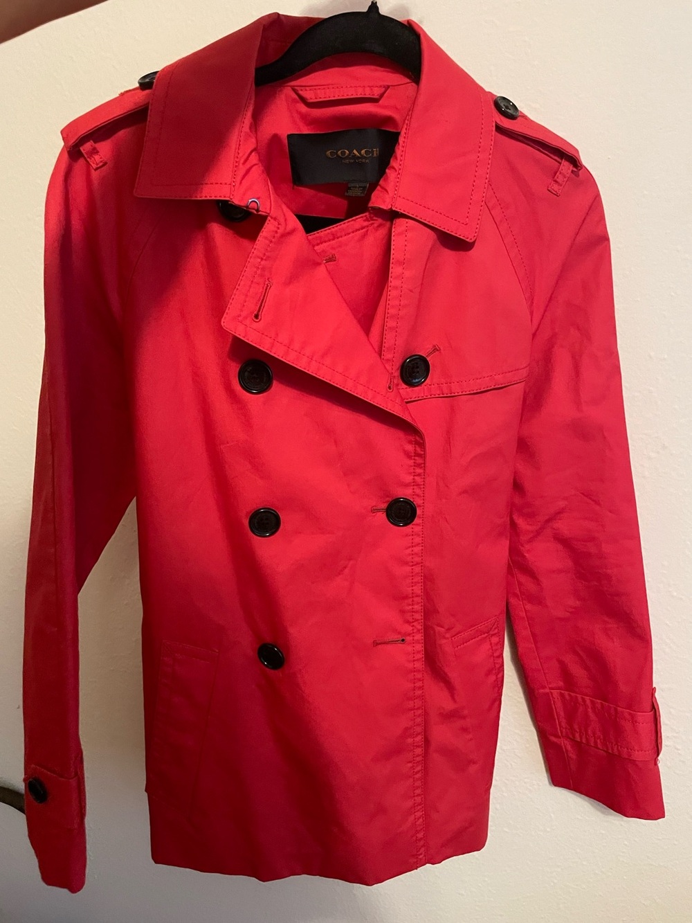 Like New! Coach Women's Red Double-Breasted Trench Coat